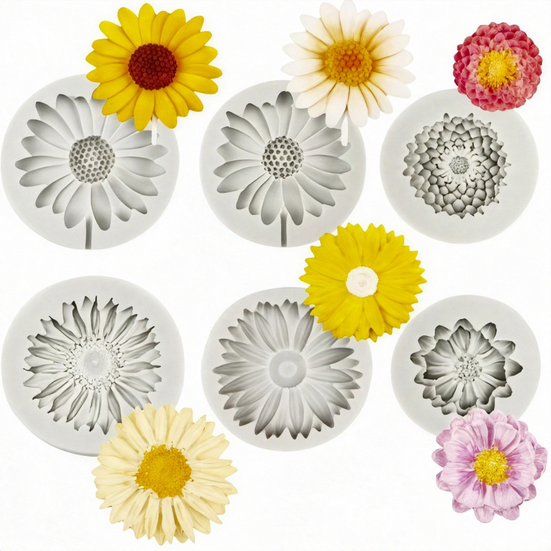 Soap Making Oven - 6 Pieces，Sunflower Daisy Silicone Mold，3D Flower
