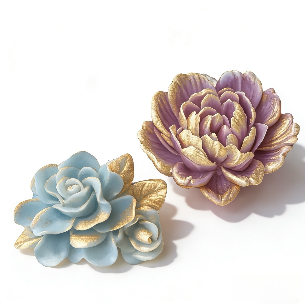 Soap Making Designs - 2-Piece 3D Heart-Shaped Gardenia Silicone Mold,