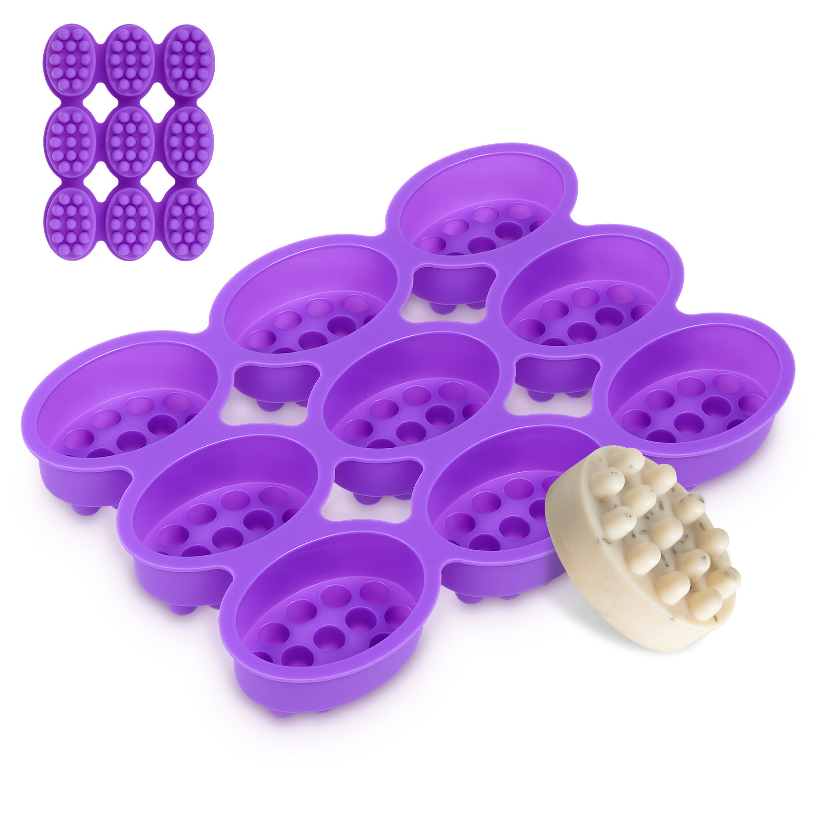 Soap Making Designs - 9 Hole Silicone Soap Mold Massage
