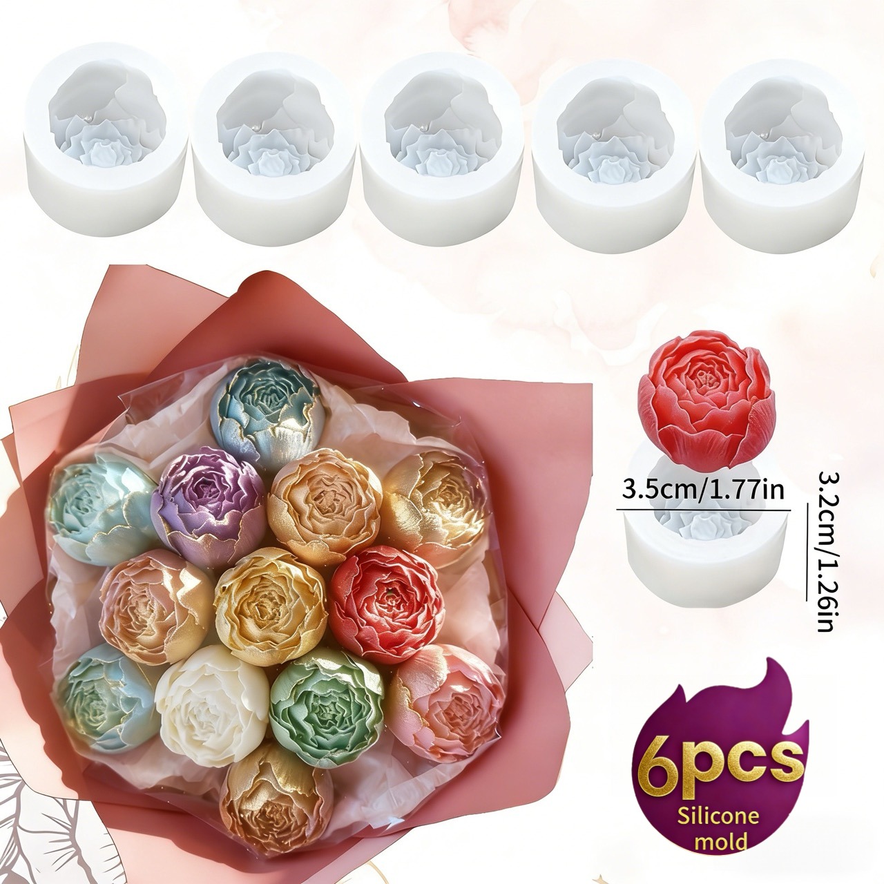 6 Pieces of Exquisite Rosebud  - Soap Making Designs incelemesi ve fiyatı