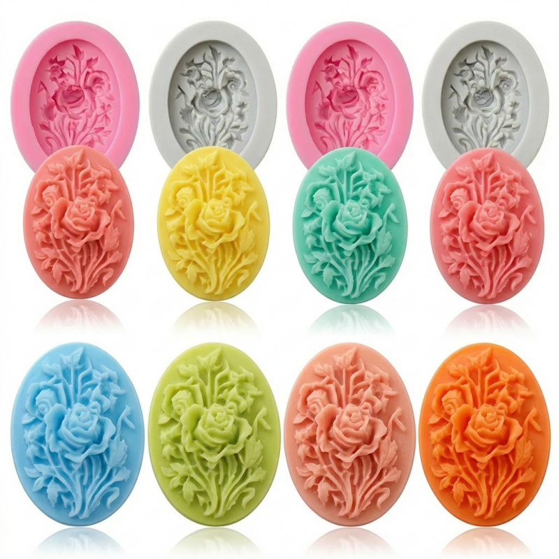 4 Silicone mold with flower sh - Soap Making Oven incelemesi ve fiyatı