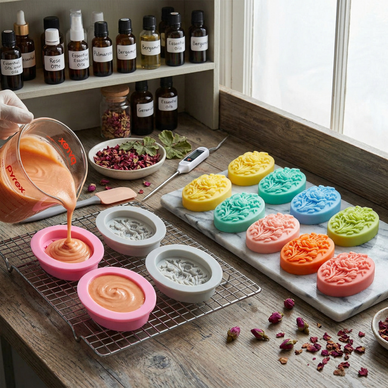 4 Silicone mold with flower sh - Soap Making Oven incelemesi ve fiyatı